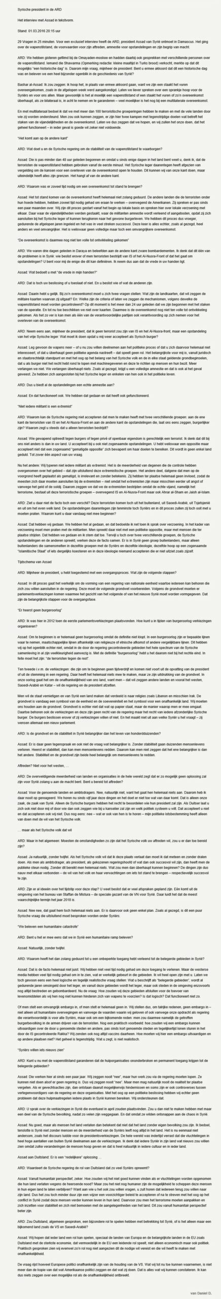 interview assad tekst